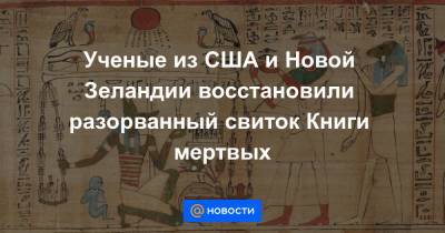 Ученые из США и Новой Зеландии восстановили разорванный свиток Книги мертвых - news.mail.ru - США - Лос-Анджелес - Новая Зеландия