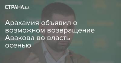 Давид Арахамия - Арсен Аваков - Арахамия объявил о возможном возвращение Авакова во власть осенью - strana.ua - Украина