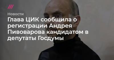 Андрей Пивоваров - Глава ЦИК сообщила о регистрации Андрея Пивоварова кандидатом в депутаты Госдумы - tvrain.ru