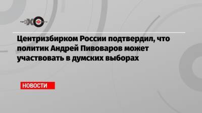 Элла Памфилова - Андрей Пивоваров - Центризбирком России подтвердил, что политик Андрей Пивоваров может участвовать в думских выборах - echo.msk.ru - Россия - Краснодарский край