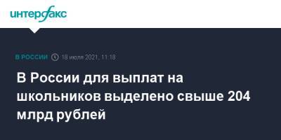 Михаил Мишустин - В России для выплат на школьников выделено свыше 204 млрд рублей - interfax.ru - Москва - Россия