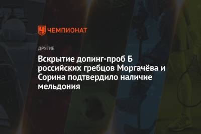 Павел Сорин - Вскрытие допинг-проб Б российских гребцов Моргачёва и Сорина подтвердило наличие мельдония - championat.com - Россия - Токио - Япония