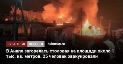 В Анапе загорелась столовая на площади около 1 тыс. кв. метров. 25 человек эвакуировали - kubnews.ru - Россия - Анапа - Краснодарский край