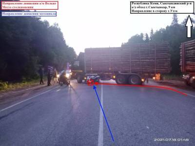 Под Сыктывкаром столкнулись груженый лесовоз и мотоцикл - komiinform.ru - респ. Коми - Сыктывкар