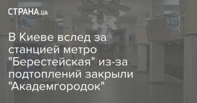 В Киеве вслед за станцией метро "Берестейская" из-за подтоплений закрыли "Академгородок" - strana.ua - Украина - Киев