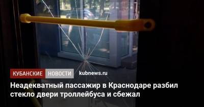 Артем Коноваленко - Неадекватный пассажир в Краснодаре разбил стекло двери троллейбуса и сбежал - kubnews.ru - Краснодарский край - Краснодар
