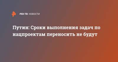 Владимир Путин - Путин: Сроки выполнения задач по нацпроектам переносить не будут - ren.tv - Россия