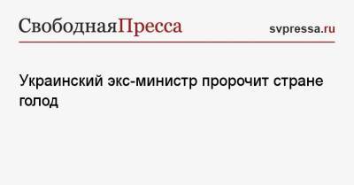 Виктор Суслов - Украинский экс-министр пророчит стране голод - svpressa.ru - Украина