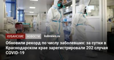 Обновили рекорд по числу заболевших: за сутки в Краснодарском крае зарегистрировали 202 случая COVID-19 - kubnews.ru - Анапа - Сочи - Краснодарский край - Краснодар - Новороссийск - Павловск - Белореченск - Лабинск - Курганинск - район Динский - Апшеронск - район Тихорецкий - район Кавказский - Абинск - район Выселковский