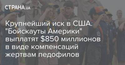 Крупнейший иск в США. "Бойскауты Америки" выплатят $850 миллионов в виде компенсаций жертвам педофилов - strana.ua - США - Украина