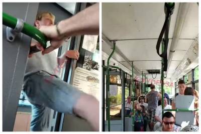 В троллейбусе пассажир напал на женщину-водителя, она вытолкала его ногами: видео разборок - politeka.net - Украина - Одесса