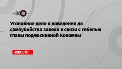 Денис Лебедев - Уголовное дело о доведении до самоубийства завели в связи с гибелью главы подмосковной Коломны - echo.msk.ru