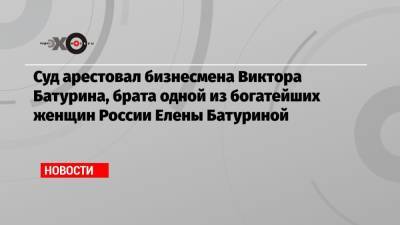 Юрий Лужков - Елена Батурина - Виктор Батурин - Суд арестовал бизнесмена Виктора Батурина, брата одной из богатейших женщин России Елены Батуриной - echo.msk.ru - Москва - Россия