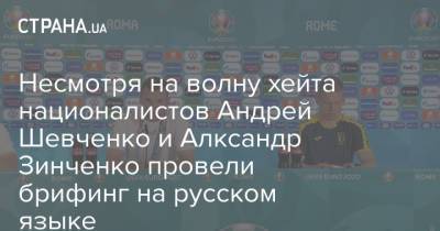 Андрей Шевченко - Александр Зинченко - Лариса Ницой - Тарас Креминь - Несмотря на волну хейта националистов Андрей Шевченко и Алксандр Зинченко провели брифинг на русском языке - strana.ua - Украина