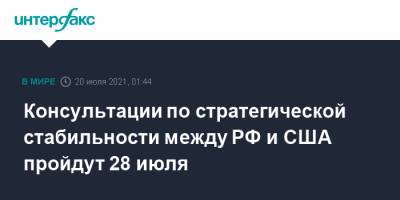 Тед Круз - Консультации по стратегической стабильности между РФ и США пройдут 28 июля - interfax.ru - Москва - Россия - США