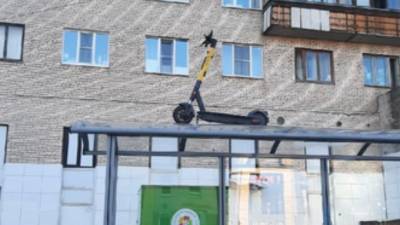 В Петербурге на крыше остановки заметили электросамокат - piter.tv - Петербурга