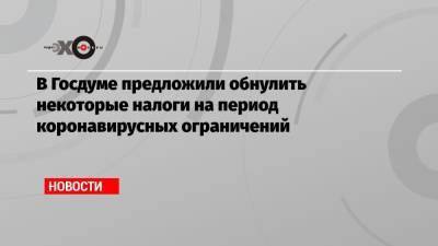 В Госдуме предложили обнулить некоторые налоги на период коронавирусных ограничений - echo.msk.ru