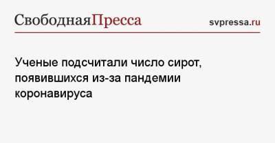 Ученые подсчитали число сирот, появившихся из-за пандемии коронавируса - svpressa.ru - Лондон