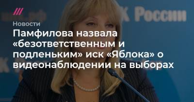 Памфилова назвала «безответственным и подленьким» иск «Яблока» о видеонаблюдении на выборах - tvrain.ru - Москва