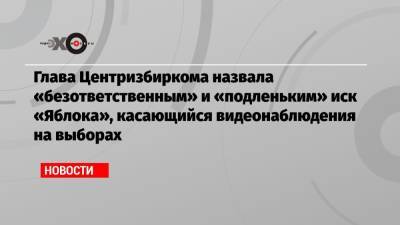 Элла Памфилова - Глава Центризбиркома назвала «безответственным» и «подленьким» иск «Яблока», касающийся видеонаблюдения на выборах - echo.msk.ru - Москва