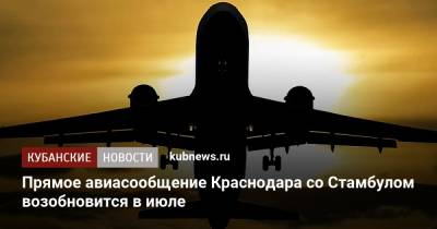Прямое авиасообщение Краснодара со Стамбулом возобновится в июле - kubnews.ru - Краснодарский край - Краснодар - Турция - Стамбул
