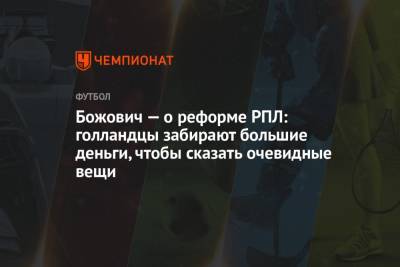 Божович — о реформе РПЛ: голландцы забирают большие деньги, чтобы сказать очевидные вещи - championat.com - Россия - Голландия