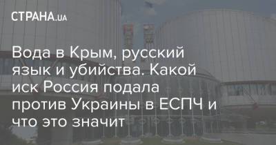 Вода в Крым, русский язык и убийства. Какой иск Россия подала против Украины в ЕСПЧ и что это значит - strana.ua - Россия - Украина - Киев - Крым - Одесса - Донбасс