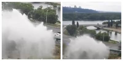 Любовались 10-метровым "фонтаном": в Киеве прорвало 60-летнюю трубу, видео - politeka.net - Украина - Киев