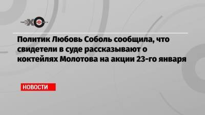Любовь Соболь - Владимир Путин - Алексей Навальный - Владимир Воронин - Политик Любовь Соболь сообщила, что свидетели в суде рассказывают о коктейлях Молотова на акции 23-го января - smartmoney.one - Москва