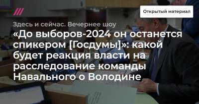 Владимир Путин - «До выборов-2024 он останется спикером [Госдумы]»: какой будет реакция власти на расследование команды Навального о Володине - tvrain.ru