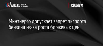Николай Шульгинов - Минэнерго допускает запрет экспорта бензина из-за роста биржевых цен - ivbg.ru - Россия - Украина