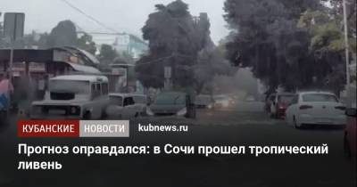 Прогноз оправдался: в Сочи прошел тропический ливень - kubnews.ru - Сочи - Краснодарский край - Краснодар