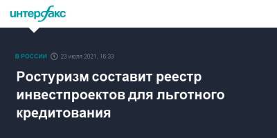Дмитрий Чернышенко - Ростуризм составит реестр инвестпроектов для льготного кредитования - interfax.ru - Москва