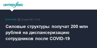 Михаил Мишустин - Силовые структуры получат 200 млн рублей на диспансеризацию сотрудников после COVID-19 - interfax.ru - Москва