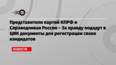 Элла Памфилова - Представители партий КПРФ и Справедливая Россия – За правду подадут в ЦИК документы для регистрации своих кандидатов - echo.msk.ru - Россия