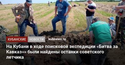 На Кубани в ходе поисковой экспедиции «Битва за Кавказ»» были найдены останки советского летчика - kubnews.ru - Башкирия - Крым - Санкт-Петербург - Севастополь - респ. Адыгея - Кубань - Липецкая обл. - Липецк - район Крымский