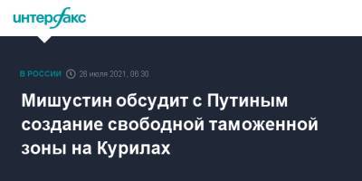 Михаил Мишустин - Мишустин обсудит с Путиным создание свободной таможенной зоны на Курилах - interfax.ru - Москва - Россия - Дальний Восток