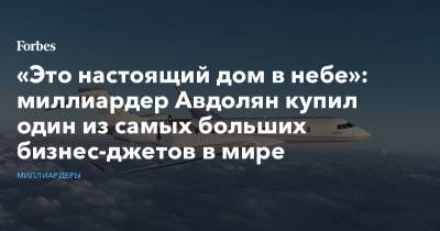 Альберт Авдолян - «Это настоящий дом в небе»: миллиардер Авдолян купил один из самых больших бизнес-джетов в мире - forbes.ru