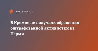 Дмитрий Песков - В Кремле не получали обращения оштрафованной активистки из Перми - ren.tv - Россия - Пермь