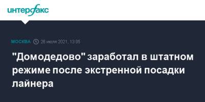 "Домодедово" заработал в штатном режиме после экстренной посадки лайнера - interfax.ru - Москва - Белоруссия - Минск - Домодедово