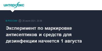 Михаил Мишустин - Эксперимент по маркировке антисептиков и средств для дезинфекции начнется 1 августа - interfax.ru - Москва - Россия - Санкт-Петербург