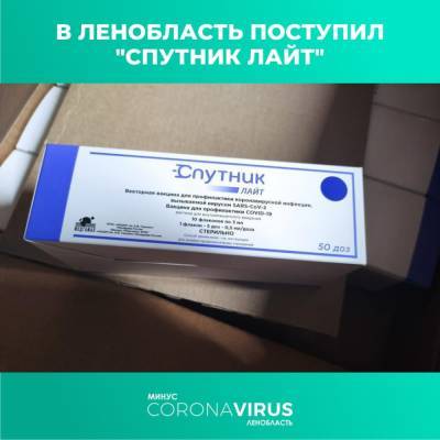 Ленобласть получила первую партию вакцины «Спутник Лайт» - ivbg.ru - Украина - Ленинградская обл.