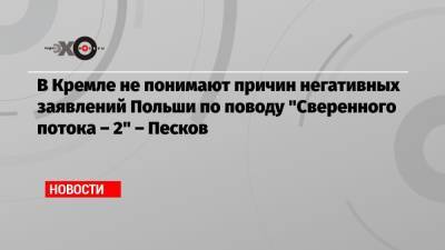 Дмитрий Песков - В Кремле не понимают причин негативных заявлений Польши по поводу «Сверенного потока – 2» – Песков - echo.msk.ru - Москва - Россия - Польша - Варшава