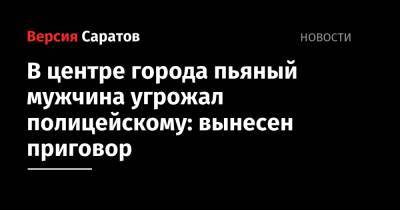 В центре города пьяный мужчина угрожал полицейскому: вынесен приговор - nversia.ru - Саратовская обл. - Саратов