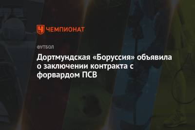 Дортмундская «Боруссия» объявила о заключении контракта с форвардом ПСВ - championat.com - Голландия