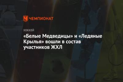 «Белые Медведицы» и «Ледяные Крылья» вошли в состав участников ЖХЛ - championat.com - Санкт-Петербург - Екатеринбург - Московская обл. - Уфа - Нижегородская обл. - Челябинск - Красноярск - Ярославль