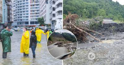Грузию накрыли мощные ливни: вода затопила города, оползни разрушили дороги и мосты. Фото и видео - obozrevatel.com - Грузия