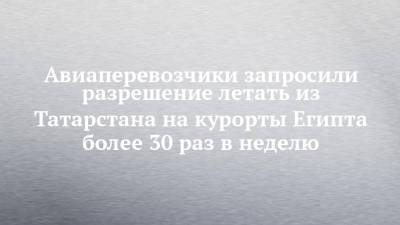 Авиаперевозчики запросили разрешение летать из Татарстана на курорты Египта более 30 раз в неделю - chelny-izvest.ru - Египет - респ. Татарстан - Казань - Нижнекамск
