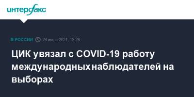 Элла Памфилова - ЦИК увязал с COVID-19 работу международных наблюдателей на выборах - interfax.ru - Москва - Россия