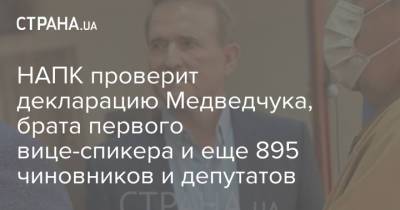 Виктор Медведчук - НАПК проверит декларацию Медведчука, брата первого вице-спикера и еще 895 чиновников и депутатов - strana.ua - Украина